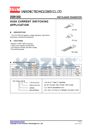 2SB1202-X-TN3-T datasheet - HIGH CURRENT SWITCHING APPLICATION