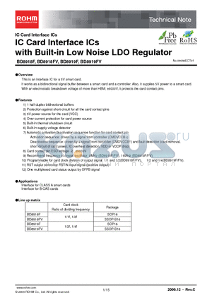 BD8918FV datasheet - IC Card Interface ICs with Built-in Low Noise LDO Regulator