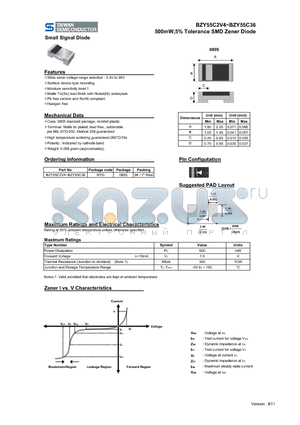 BZY55C2V4 datasheet - 500mW,5% Tolerance SMD Zener Diode