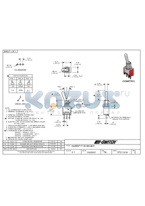 200MSP1T1B1M2QEH datasheet - E-SWITCH 200MSP1T1B1M2QEH