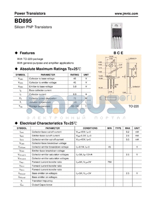 BD895 datasheet - Silicon PNP Transistors