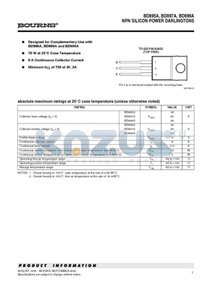 BD895A datasheet - NPN SILICON POWER DARLINGTONS