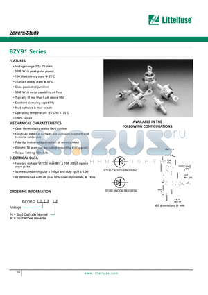 BZY91C10R datasheet - Zeners/Studs