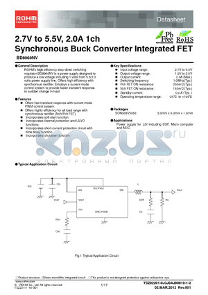 BD8960NV datasheet - 2.7V to 5.5V, 2.0A 1ch Synchronous Buck Converter Integrated FET