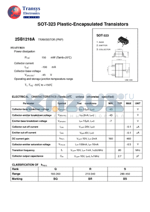 2SB1218A datasheet - Plastic-Encapsulated Transistors