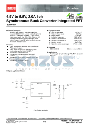 BD8961NV_12 datasheet - 4.5V to 5.5V, 2.0A 1ch Synchronous Buck Converter Integrated FET