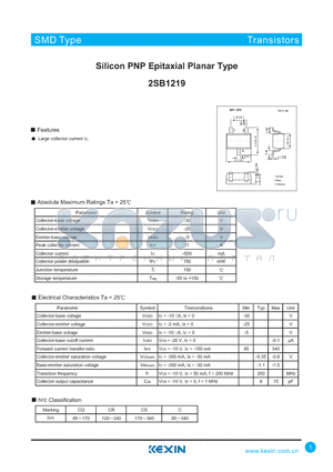 2SB1219 datasheet - Silicon PNP Epitaxial Planar Type