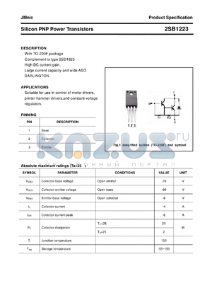 2SB1223 datasheet - Silicon PNP Power Transistors