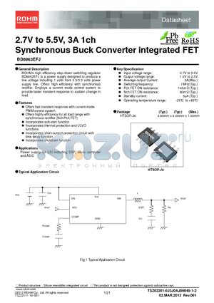 BD8963EFJ datasheet - 2.7V to 5.5V, 3A 1ch Synchronous Buck Converter integrated FET