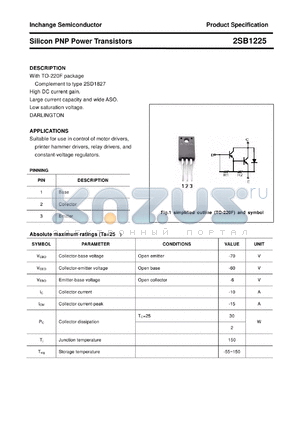 2SB1225 datasheet - Silicon PNP Power Transistors