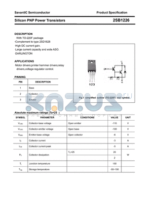 2SB1226 datasheet - Silicon PNP Power Transistors