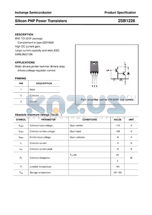 2SB1226 datasheet - Silicon PNP Power Transistors