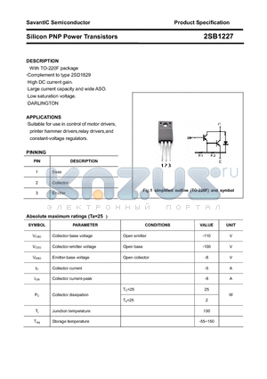 2SB1227 datasheet - Silicon PNP Power Transistors