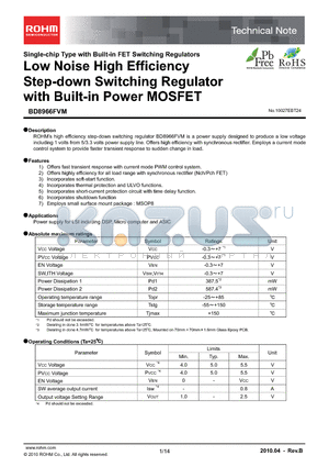 BD8966FVM_10 datasheet - Low Noise High Efficiency Step-down Switching Regulator with Built-in Power MOSFET