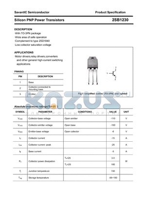 2SB1230 datasheet - Silicon PNP Power Transistors