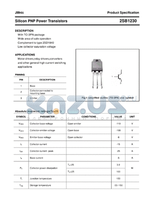 2SB1230 datasheet - Silicon PNP Power Transistors