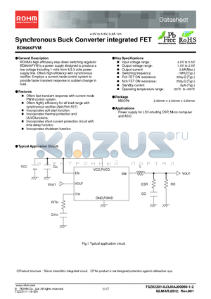 BD8966FVM_12 datasheet - 4.0V to 5.5V, 0.8A 1ch Synchronous Buck Converter integrated FET