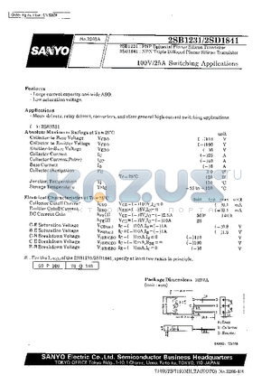 2SB1231 datasheet - 100V/25A Switching Applications