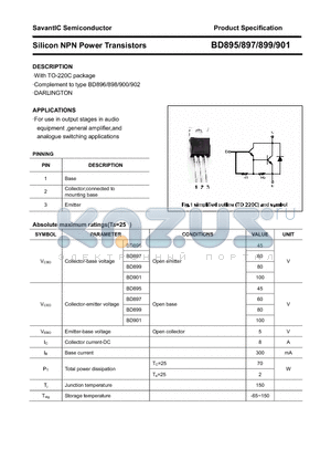 BD897 datasheet - Silicon NPN Power Transistors