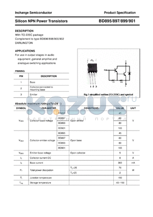 BD899 datasheet - Silicon NPN Power Transistors