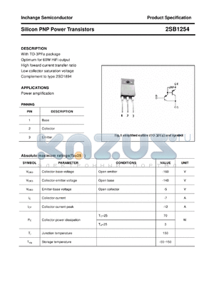 2SB1254 datasheet - Silicon PNP Power Transistors