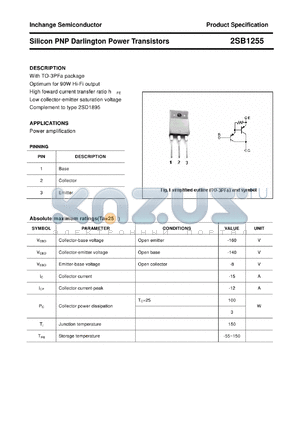 2SB1255 datasheet - Silicon PNP Darlington Power Transistors