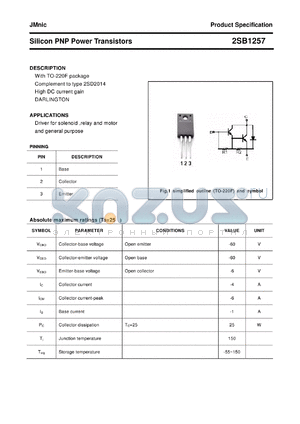 2SB1257 datasheet - Silicon PNP Power Transistors