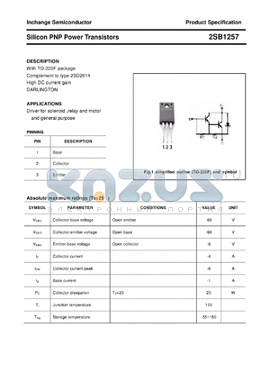 2SB1257 datasheet - Silicon PNP Power Transistors