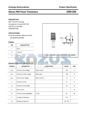 2SB1258 datasheet - Silicon PNP Power Transistors