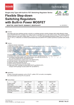 BD9001F datasheet - Flexible Step-down Switching Regulators with Built-in Power MOSFET