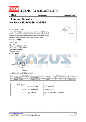 12N06 datasheet - 12 Amps, 60 Volts N-CHANNEL POWER MOSFET