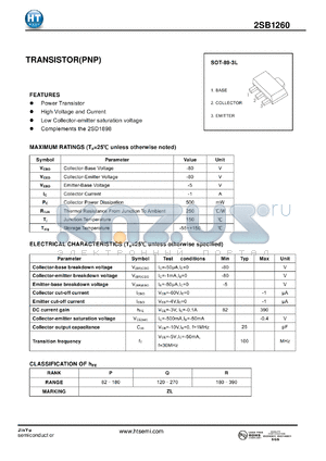 2SB1260 datasheet - TRANSISTOR(PNP)