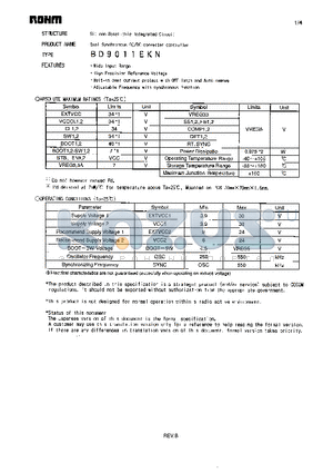 BD9011EKN datasheet - Dual Synchronous DC/DC converter controller