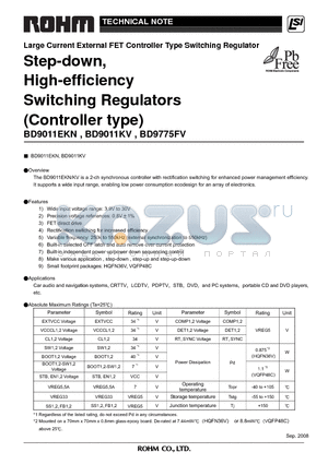 BD9011KV datasheet - Step-down, High-efficiency Switching Regulators (Controller type)