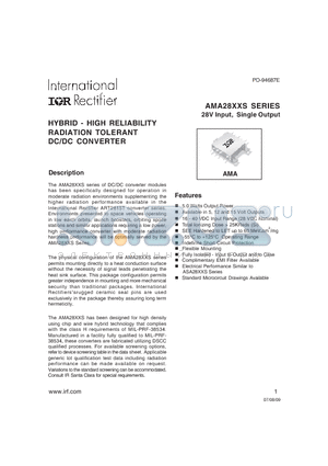 AMA2805D/EM datasheet - HYBRID - HIGH RELIABILITYRADIATION TOLERANTDC/DC CONVERTER