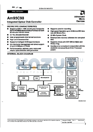 AM95C98 datasheet - Intergrated Optical Disk Controller