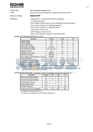 BD9070FP datasheet - Silicon Monolithic Integrated Circuit