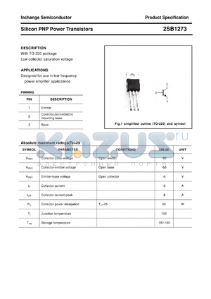 2SB1273 datasheet - Silicon PNP Power Transistors