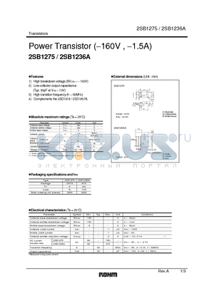 2SB1275 datasheet - Power Transistor (-160V , -1.5A)