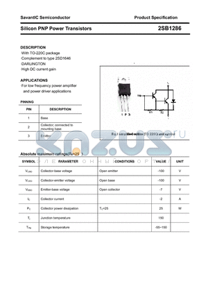 2SB1286 datasheet - Silicon PNP Power Transistors