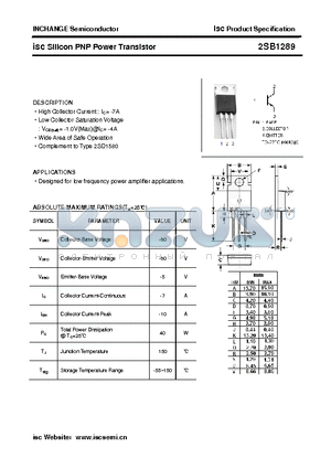 2SB1289 datasheet - isc Silicon PNP Power Transistor