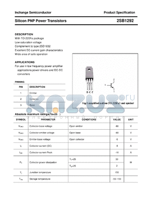 2SB1292 datasheet - Silicon PNP Power Transistors