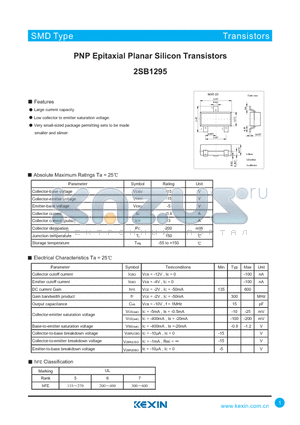 2SB1295 datasheet - PNP Epitaxial Planar Silicon Transistors