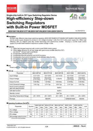 BD9106FVM datasheet - High-efficiency Step-down Switching Regulators with Built-in Power MOSFET