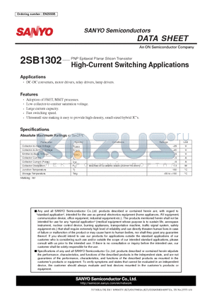 2SB1302 datasheet - High-Current Switching Applications