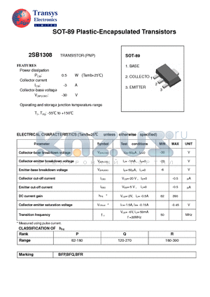 2SB1308 datasheet - Plastic-Encapsulated Transistors