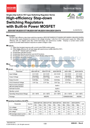 BD9109FVM datasheet - High-efficiency Step-down Switching Regulators with Built-in Power MOSFET