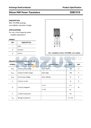 2SB1315 datasheet - Silicon PNP Power Transistors