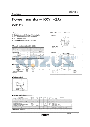 2SB1316TL datasheet - Power Transistor
