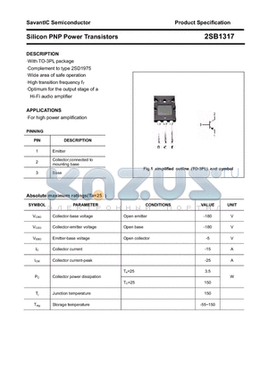 2SB1317 datasheet - Silicon PNP Power Transistors